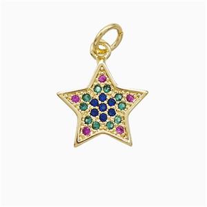 Copper Star Pendant Pave Multicolor Zirconia 18K Gold Plated, approx 12mm [FN52359]