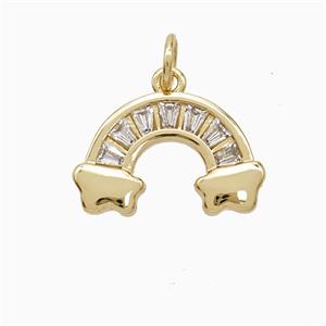Copper Rainbow Pendant Pave Zirconia 18K Gold Plated, approx 10-16mm [FN52361]