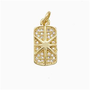 Copper Northstar Pendant Pave Zirconia Rectangle 18K Gold Plated, approx 8-14mm [FN52363]