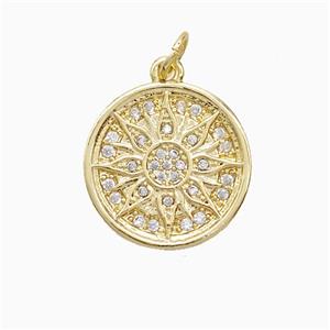 Copper Sun Pendant Pave Zirconia 18K Gold Plated, approx 16mm [FN52364]