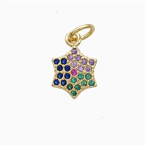 Copper Star Pendant Pave Multicolor Zirconia 18K Gold Plated, approx 9mm [FN52365]