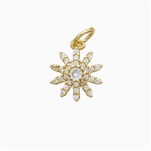 Copper Sun Pendant Pave Zirconia 18K Gold Plated, approx 10mm [FN52367]