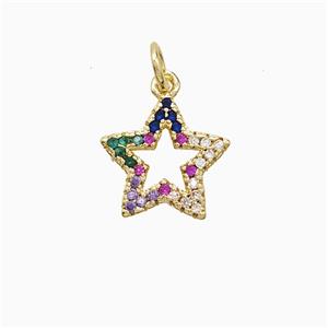 Copper Star Pendant Pave Multicolor Zirconia 18K Gold Plated, approx 12mm [FN52368]