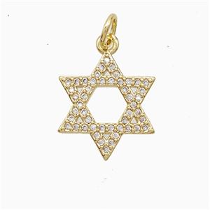 Copper Davidstar Pendant Pave Zirconia 18K Gold Plated, approx 15mm [FN52372]