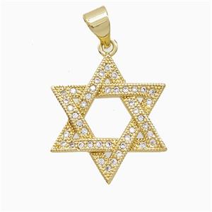 Copper Davidstar Pendant Pave Zirconia 18K Gold Plated, approx 20mm [FN52373]