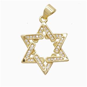 Copper Davidstar Pendant Pave Zirconia 18K Gold Plated, approx 20mm [FN52374]