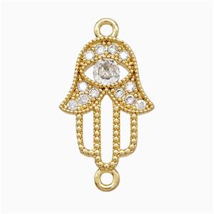 Copper Hamsahand Connector Pave Zirconia 18K Gold Plated, approx 12-18mm [FN52388]