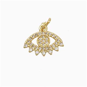 Copper Eye Pendant Pave Zirconia 18K Gold Plated, approx 8-14mm [FN52390]