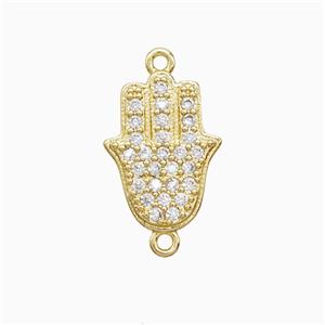 Copper Hamsahand Connector Pave Zirconia 18K Gold Plated, approx 12-16mm [FN52396]