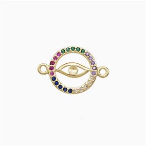 Copper Eye Connector Pave Multicolor Zirconia 18K Gold Plated, approx 12mm [FN52398]