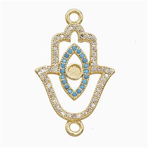 Copper Hamsahand Connector Pave Zirconia Eye 18K Gold Plated, approx 16-20mm [FN52410]