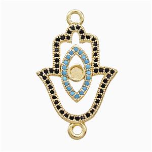 Copper Hamsahand Connector Pave Zirconia Eye 18K Gold Plated, approx 16-20mm [FN52411]
