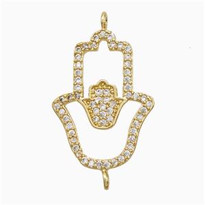 Copper Hamsahand Connector Pave Zirconia 18K Gold Plated, approx 15-20mm [FN52412]
