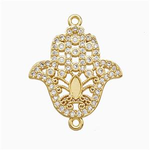 Copper Hamsahand Connector Pave Zirconia 18K Gold Plated, approx 18mm [FN52413]