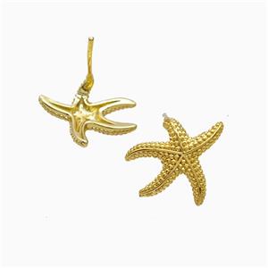 Copper Starfish Stud Earrings 18K Gold Plated, approx 17mm [FN52415]