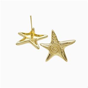 Copper Starfish Stud Earrings 18K Gold Plated, approx 19mm [FN52420]