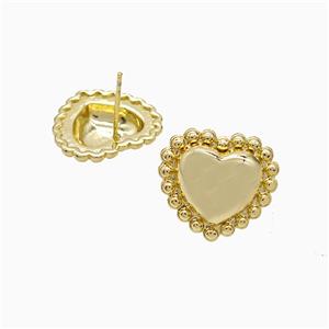 Copper Heart Stud Earrings 18K Gold Plated, approx 18mm [FN52421]