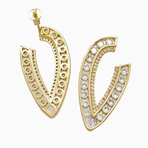 Copper Lips Stud Earrings Pave Zirconia 18K Gold Plated, approx 16-32mm [FN52428]