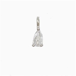 Copper Teardrop Pendant Pave Zirconia Platinum Plated, approx 3-6mm [FN52438]