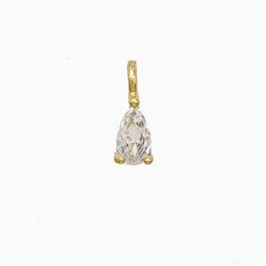 Copper Teardrop Pendant Pave Zirconia Gold Plated, approx 3-6mm [FN52439]