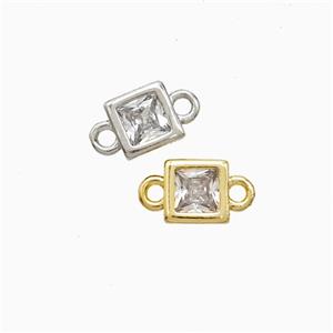 Copper Square Connector Pave Zirconia Mixed, approx 6mm [FN52443]