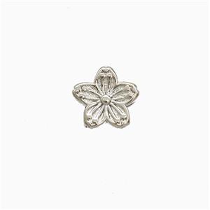 Copper Flower Beads Platinum Plated, approx 7.5mm [FN52447]
