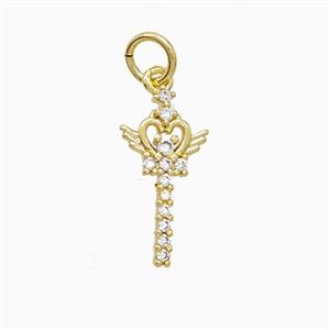 Copper Magic Wand Pendant Pave Zirconia Angel Wings Gold Plated, approx 8-16mm [FN52472]
