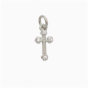 Copper Cross Pendant Pave Zirconia Platinum Plated, approx 6-10mm [FN52483]