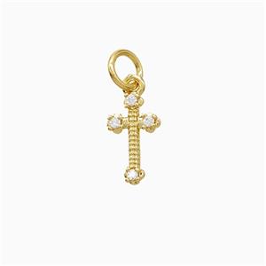 Copper Cross Pendant Pave Zirconia Gold Plated, approx 6-10mm [FN52484]