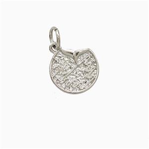 Copper Shark-tail Pendant Circle Hammered Platinum Plated, approx 10-11mm [FN52492]