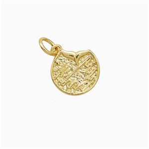 Copper Shark-tail Pendant Circle Hammered Gold Plated, approx 10-11mm [FN52493]