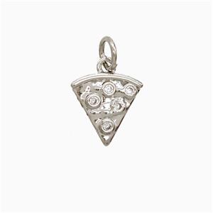 Copper Pizza Slice Pendant Pave Zirconia Platinum Plated, approx 10mm [FN52498]