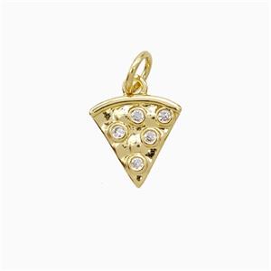 Copper Pizza Slice Pendant Pave Zirconia Gold Plated, approx 10mm [FN52499]