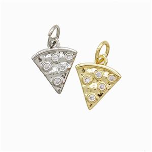 Copper Pizza Slice Pendant Pave Zirconia Mixed, approx 10mm [FN52500]