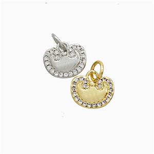 Chinese Lucky Lock Charms Copper Pendant Pave Zirconia Mixed, approx 7-10mm [FN52503]