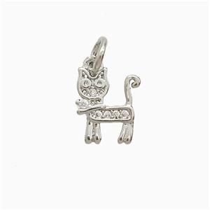 Copper Cat Pendant Pave Zirconia Platinum Plated, approx 8-10mm [FN52504]