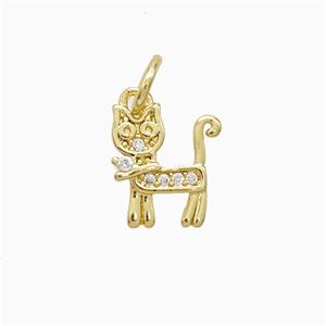Copper Cat Pendant Pave Zirconia Gold Plated, approx 8-10mm [FN52505]
