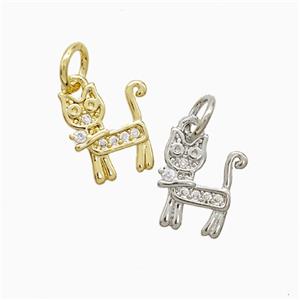 Copper Cat Pendant Pave Zirconia Mixed, approx 8-10mm [FN52506]