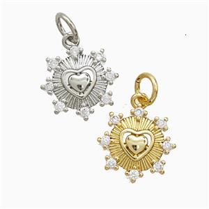 Copper Heart Pendant Pave Zirconia Mixed, approx 12mm [FN52535]