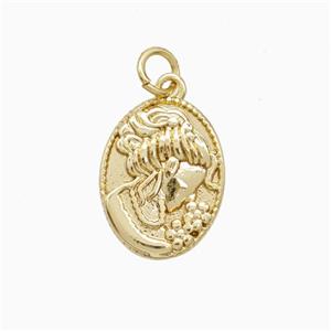 Copper Pendant Pave Zircon, Gold Plated, approx 12-16mm [FN52566]