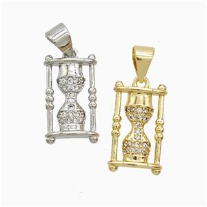 Copper Hourglass Pendant Pave Zirconia Mixed, approx 9-15mm [FN52569]