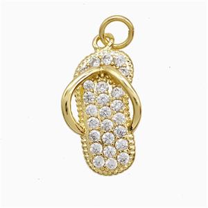 Copper Slipper Pendant Pave Zirconia Shoe Gold Plated, approx 11-18mm [FN52580]