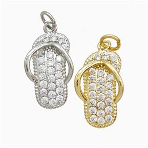 Copper Slipper Pendant Pave Zirconia Shoe Mixed, approx 11-18mm [FN52581]