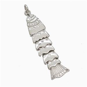 Copper Fish Pendant Pave Zirconia Platinum Plated, approx 8-33mm [FN52592]
