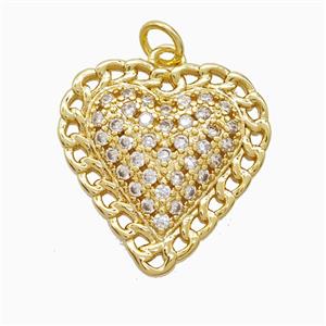 Copper Heart Pendant Pave Zirconia Gold Plated, approx 20mm [FN52604]