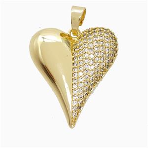 Copper Heart Pendant Pave Zirconia Gold Plated, approx 25-28mm [FN52610]
