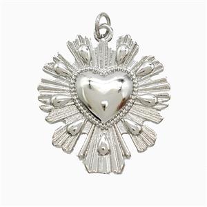 Copper Heart Pendant Platinum Plated, approx 25-27mm [FN52611]