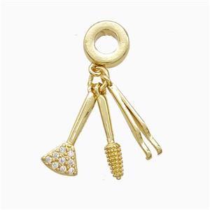 Copper Pendant Pave Zircon, Gold Plated, approx 3-15mm, 8mm dia [FN52627]