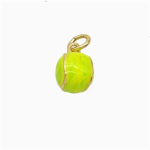 Copper Tennis Ball Pendant Olive Enamel Gold Plated, approx 8mm [FN52634]