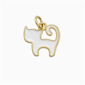 Copper Cat Pendant White Enamel Gold Plated, approx 12-13mm [FN52650]